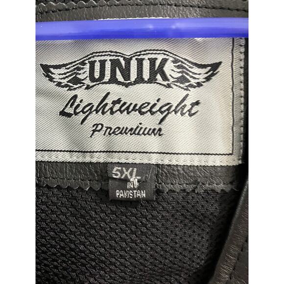 Unik Womens Black Leather Motorcycle Vest Zip Up Pockets Size 5XL - Picture 4 of 14